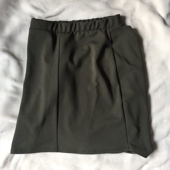 Khaki Green Wrap Mini Skirt - Picture 2 of 2